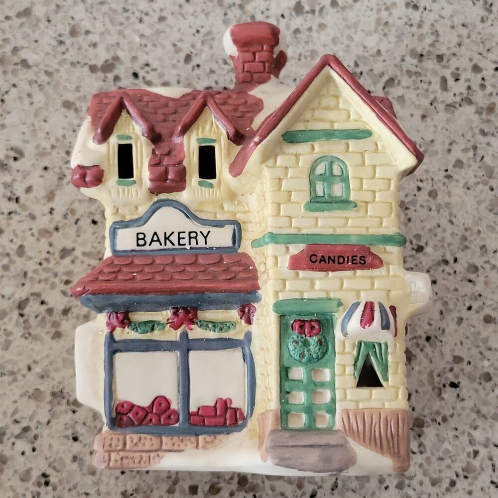 VTG 90s Victorian Village Collectibles Christmas Handpainted Ceramic BAKERY 1996